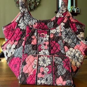 Vintage Vera Bradley Mocha Rouge Tote & Wallet